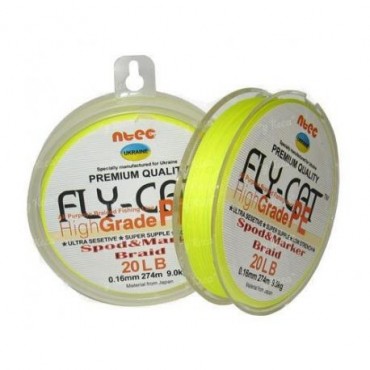 Шнур Spod&Marker NTEC FlyCat Yellow 274м, 0.16мм, 20lb 9.0кг
