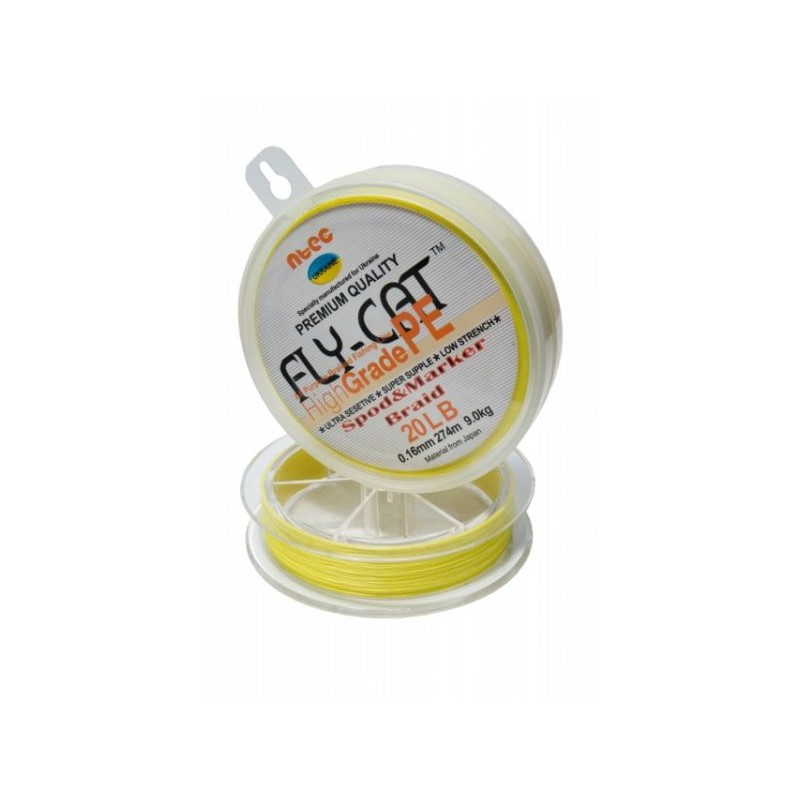 Шнур Spod&Marker NTEC FlyCat Yellow 274м, 0.16мм, 20lb 9.0кг